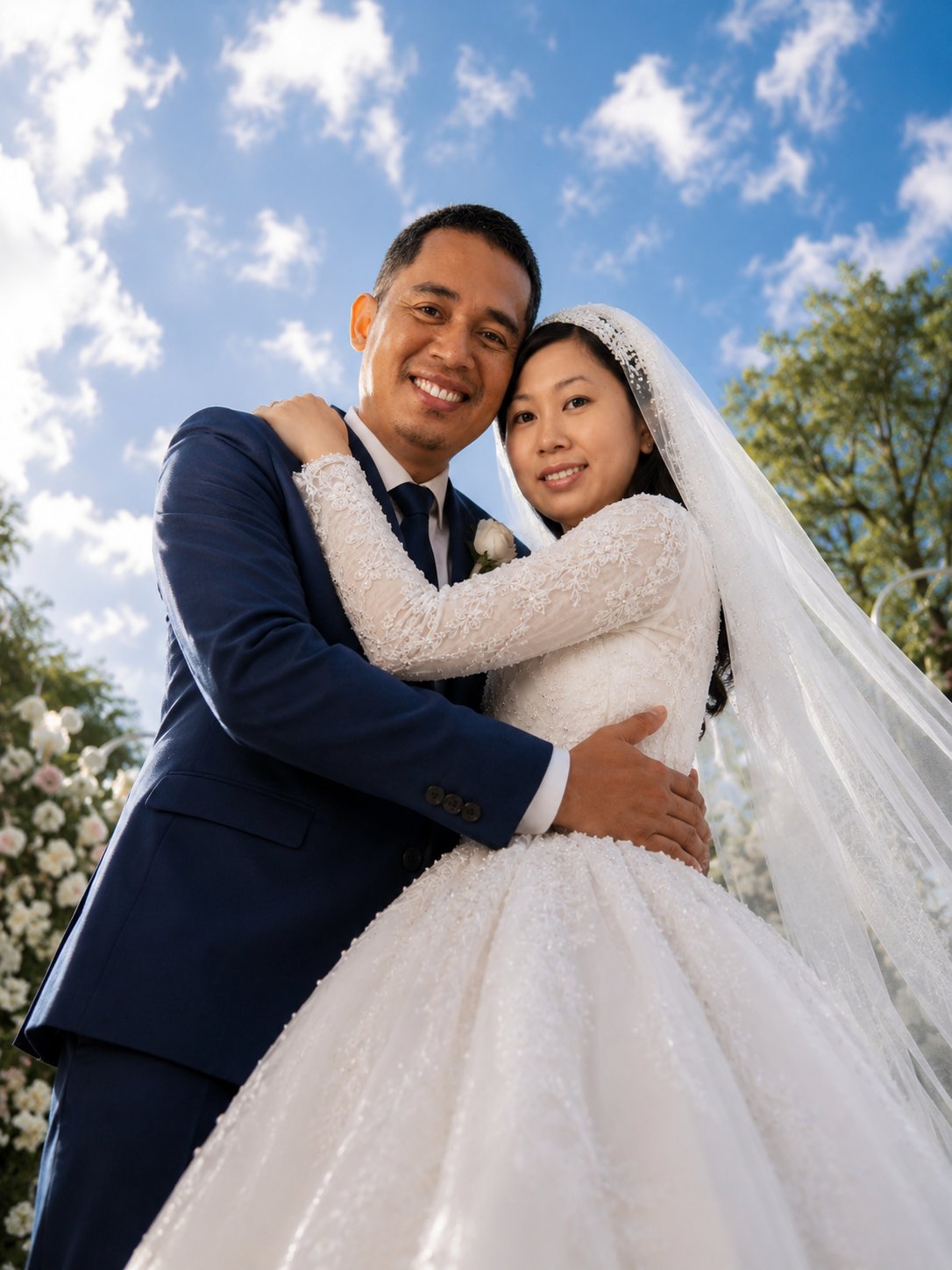Pasangan pengantin bersama Abah Ayi